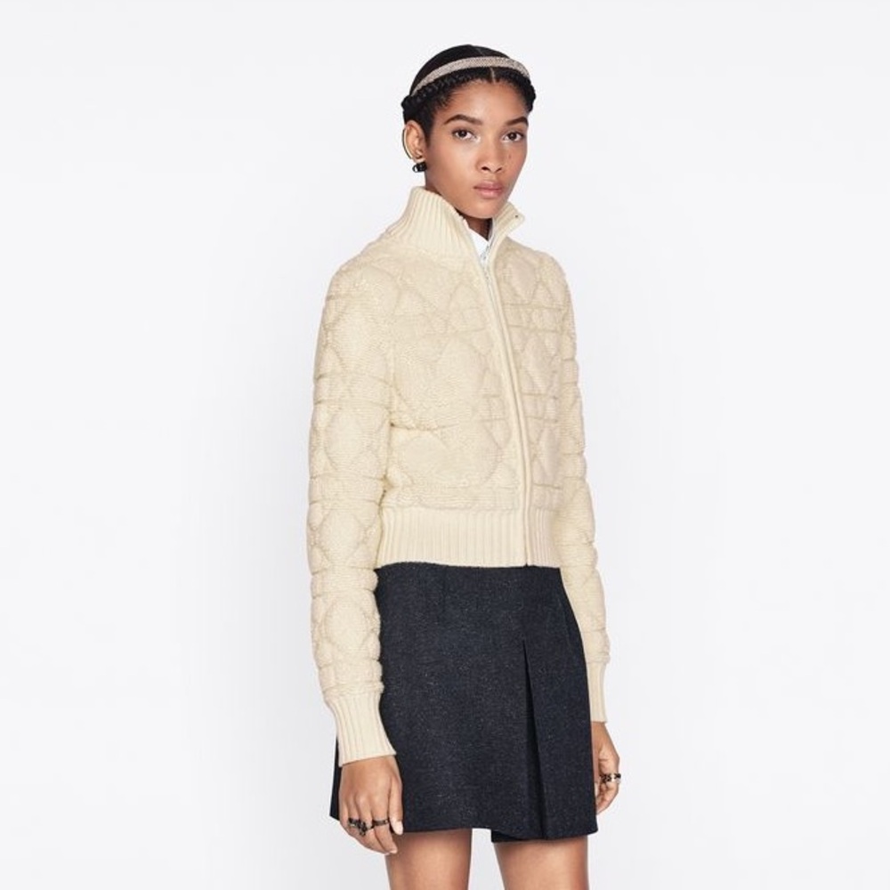 Christian Dior Macrocannage Zipped Cardigan